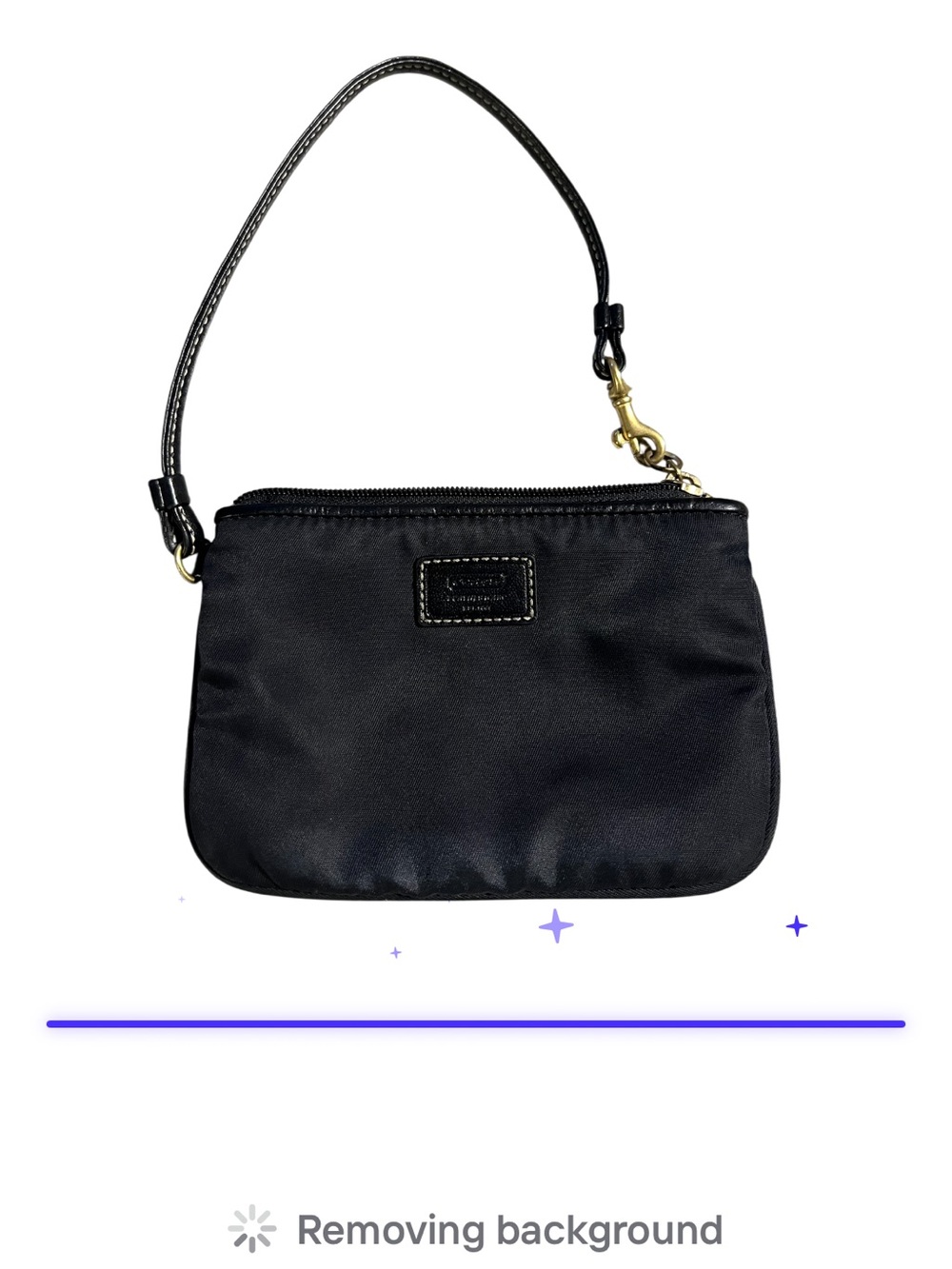 Coach Black Nylon Wristlet with Gold Hardware